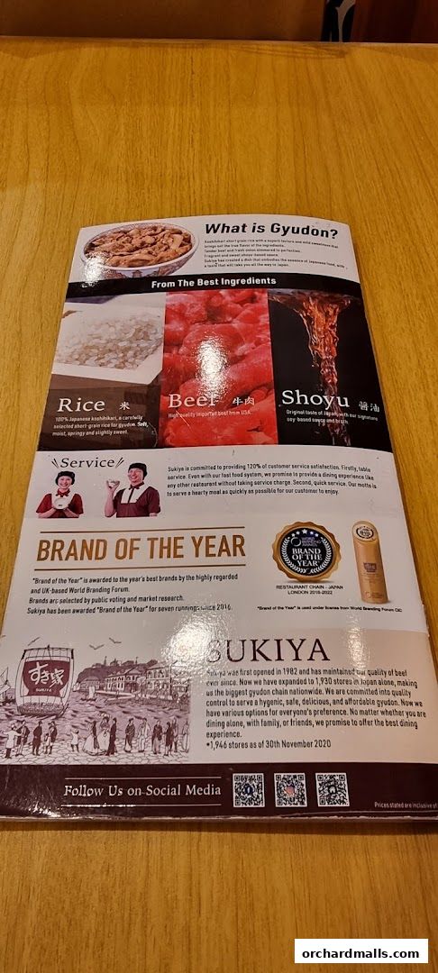 Menu page for Sukiya Gyudon  Curry 313somerset