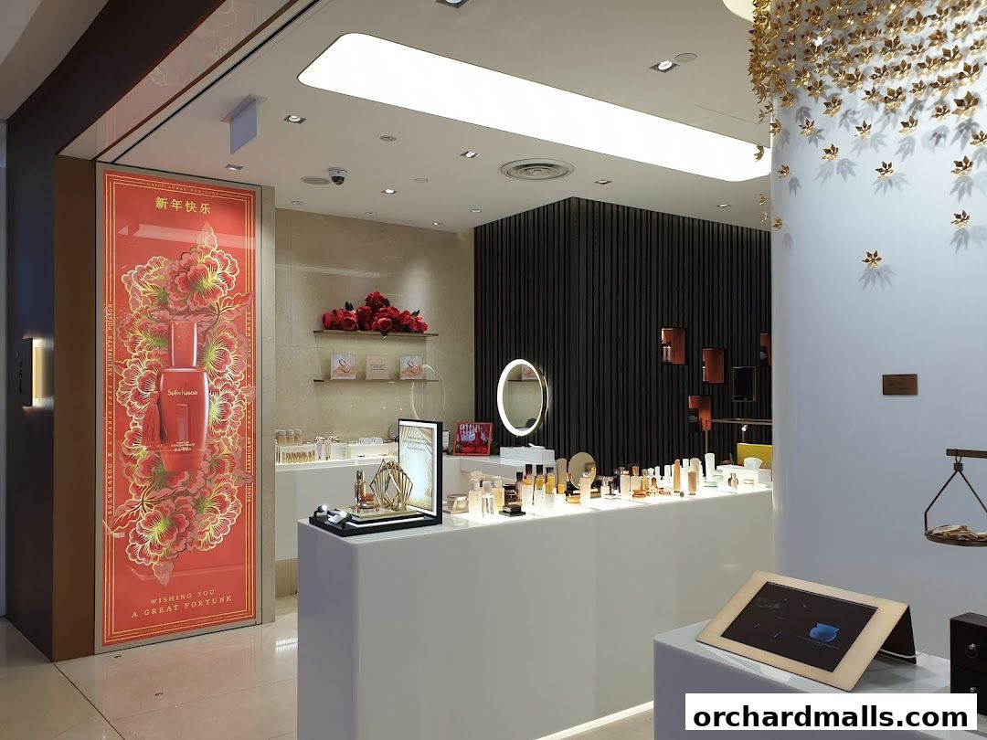 Interior of a Sulwhasoo boutique showcasing skincare products and elegant displays.