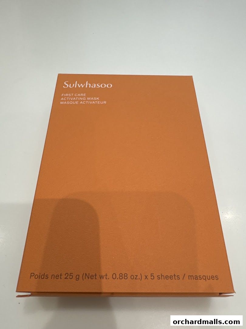 A box of Sulwhasoo First Care Activating Mask sheets.