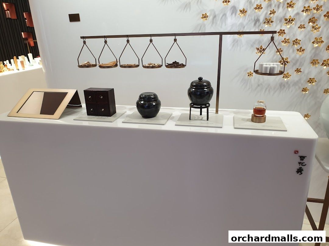 Sulwhasoo Boutique display featuring traditional Korean ingredients and apothecary items.