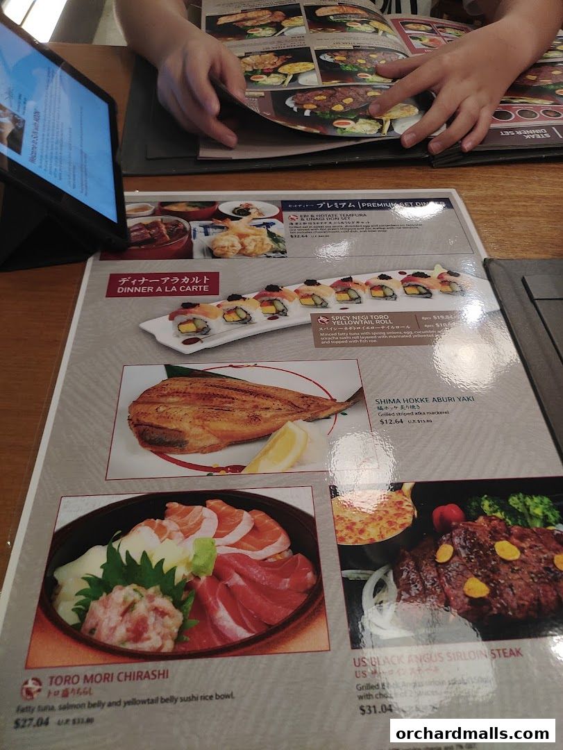 A menu from SUN with MOON Japanese Dining Cafe showcasing various dishes.
