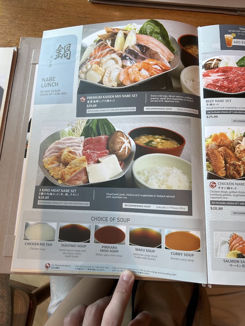 Menu page for SUN with MOON Japanese Dining  Cafe