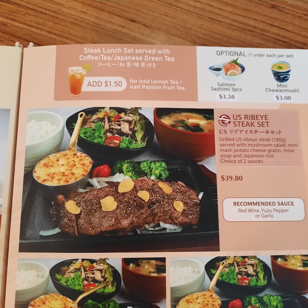 Menu page for SUN with MOON Japanese Dining  Cafe