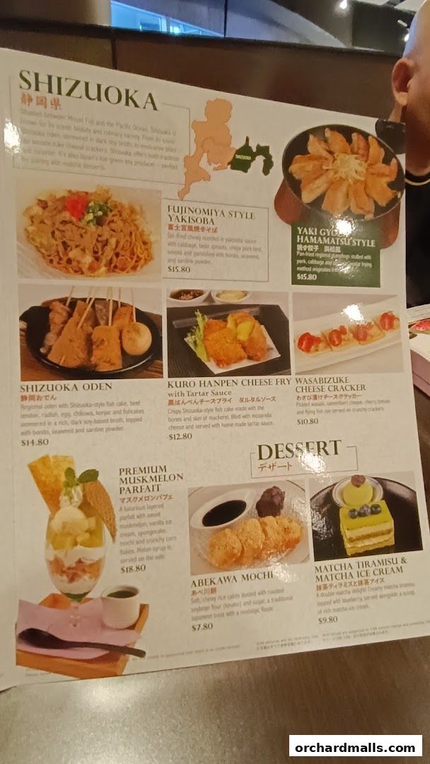 A menu page showcasing Japanese dishes and desserts with enticing images and descriptions.