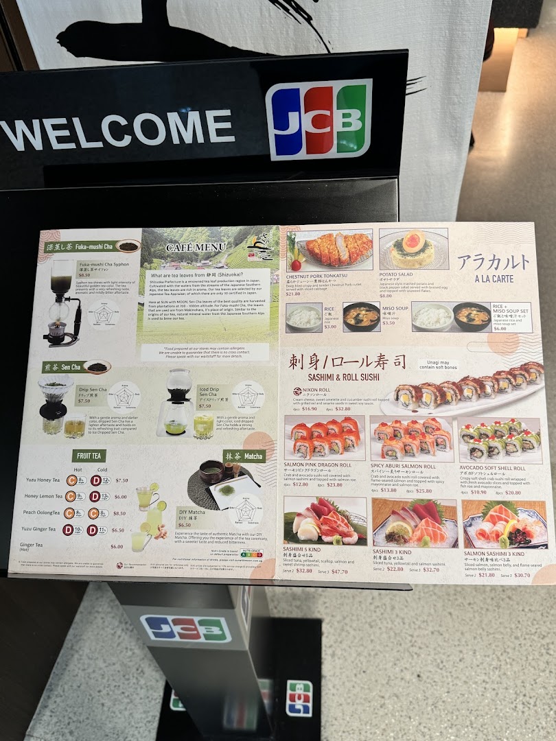 Menu page for SUN with MOON Japanese Dining  Cafe
