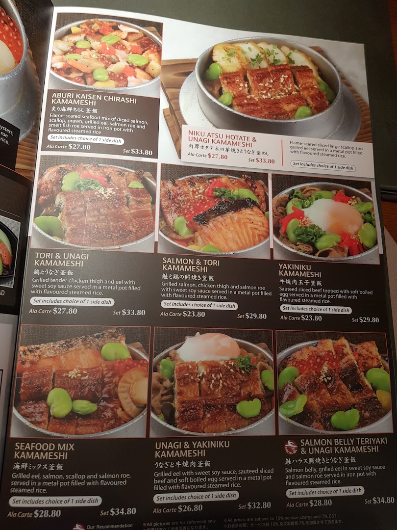 Menu page for SUN with MOON Japanese Dining  Cafe