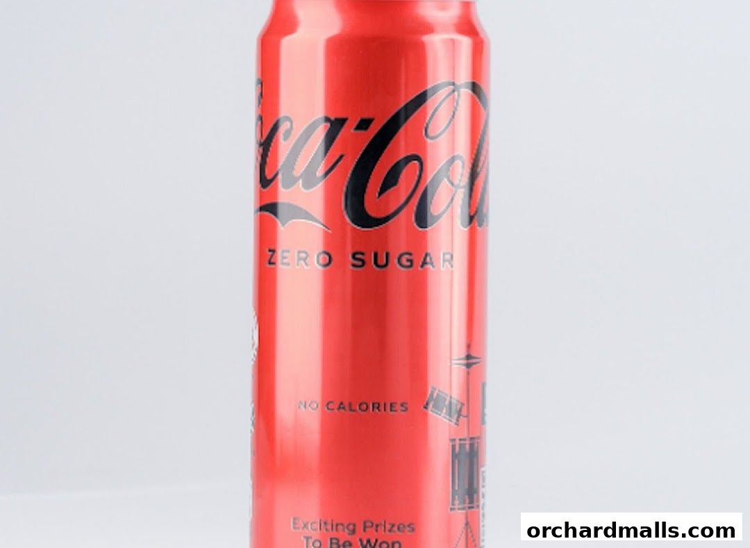 A close-up of a Coca-Cola Zero Sugar can with "No Calories" and prize information.