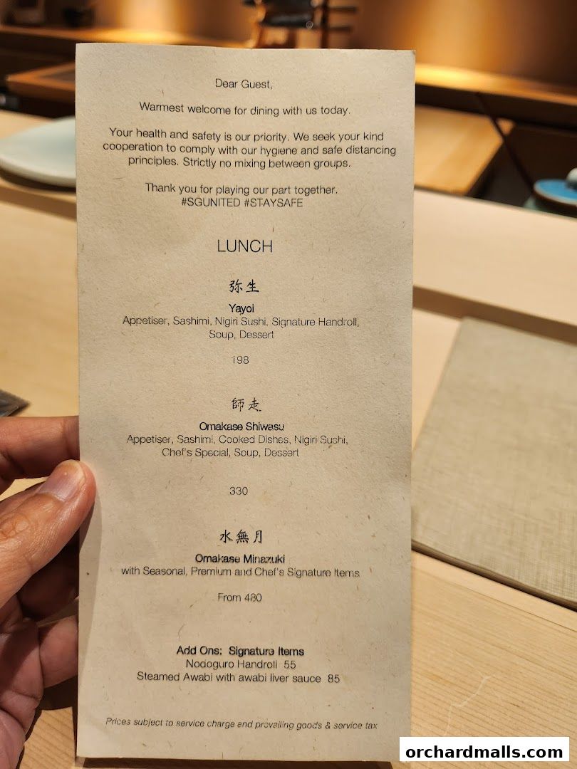 Menu page for Sushi Ayumu by Masa Ishibashi