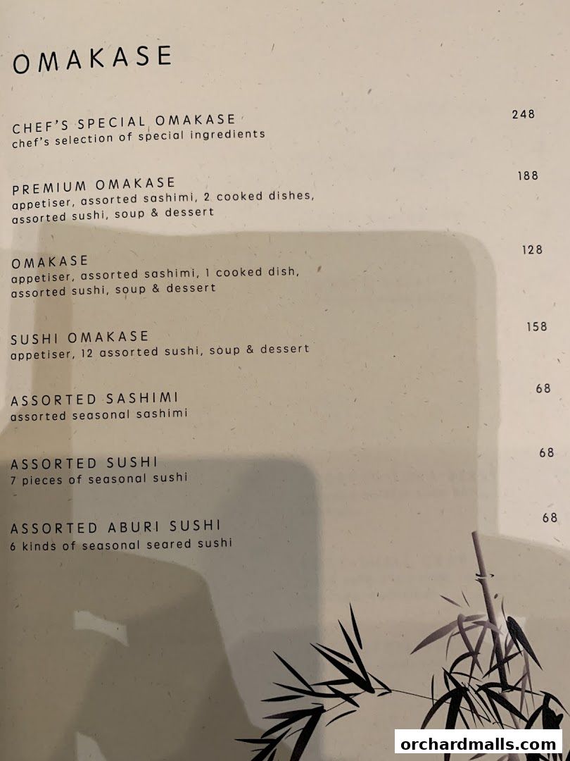 Menu page for Sushi Jin