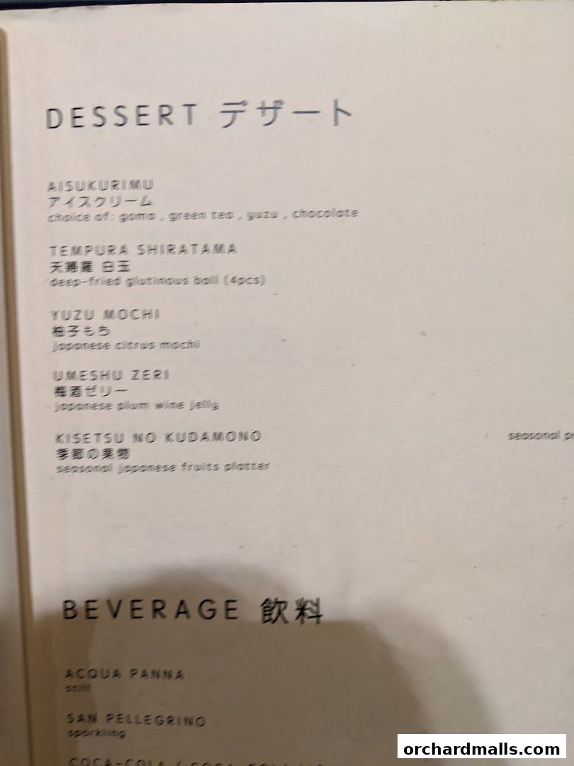 Menu page for Sushi Jin