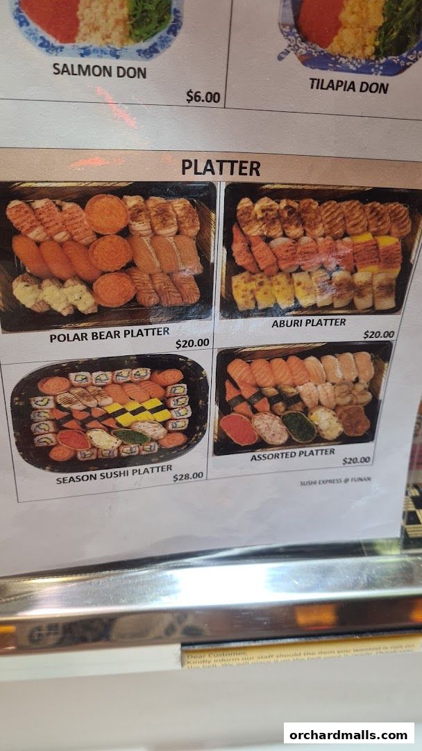 Menu page for Sushi Plus