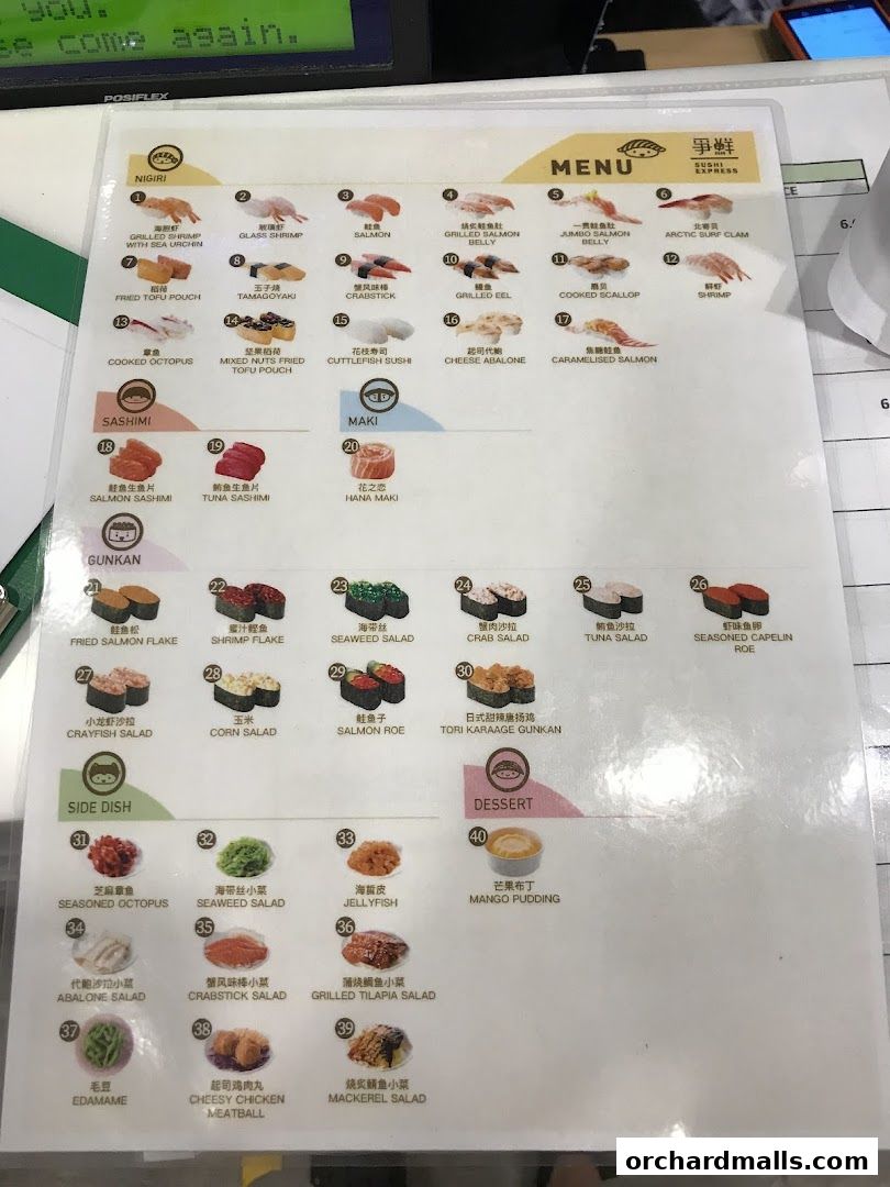 Menu page for Sushi Plus