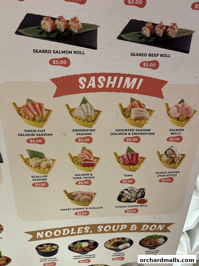 Menu page for Sushi Plus