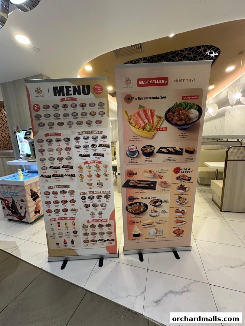 Menu page for Sushi Plus