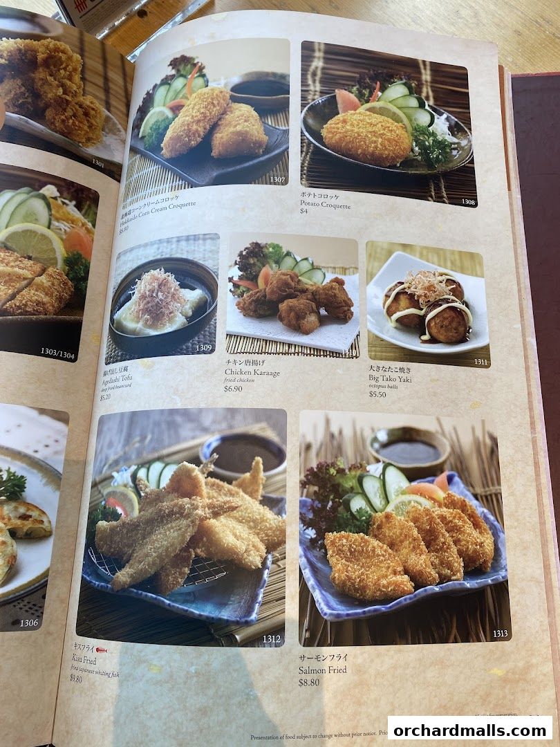 Menu page for SUSHI TEI