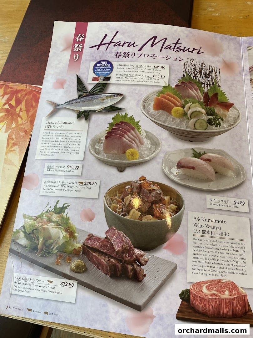 Menu page for SUSHI TEI