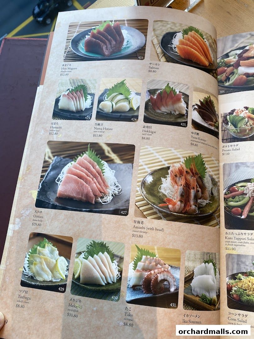 Menu page for SUSHI TEI