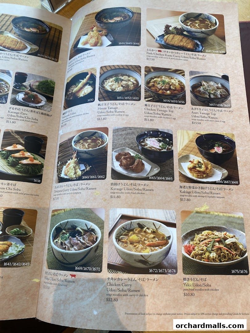 Menu page for SUSHI TEI