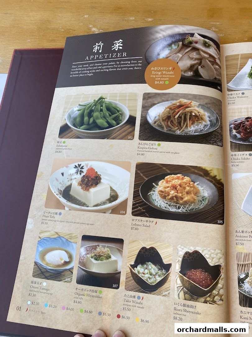 Menu page for SUSHI TEI