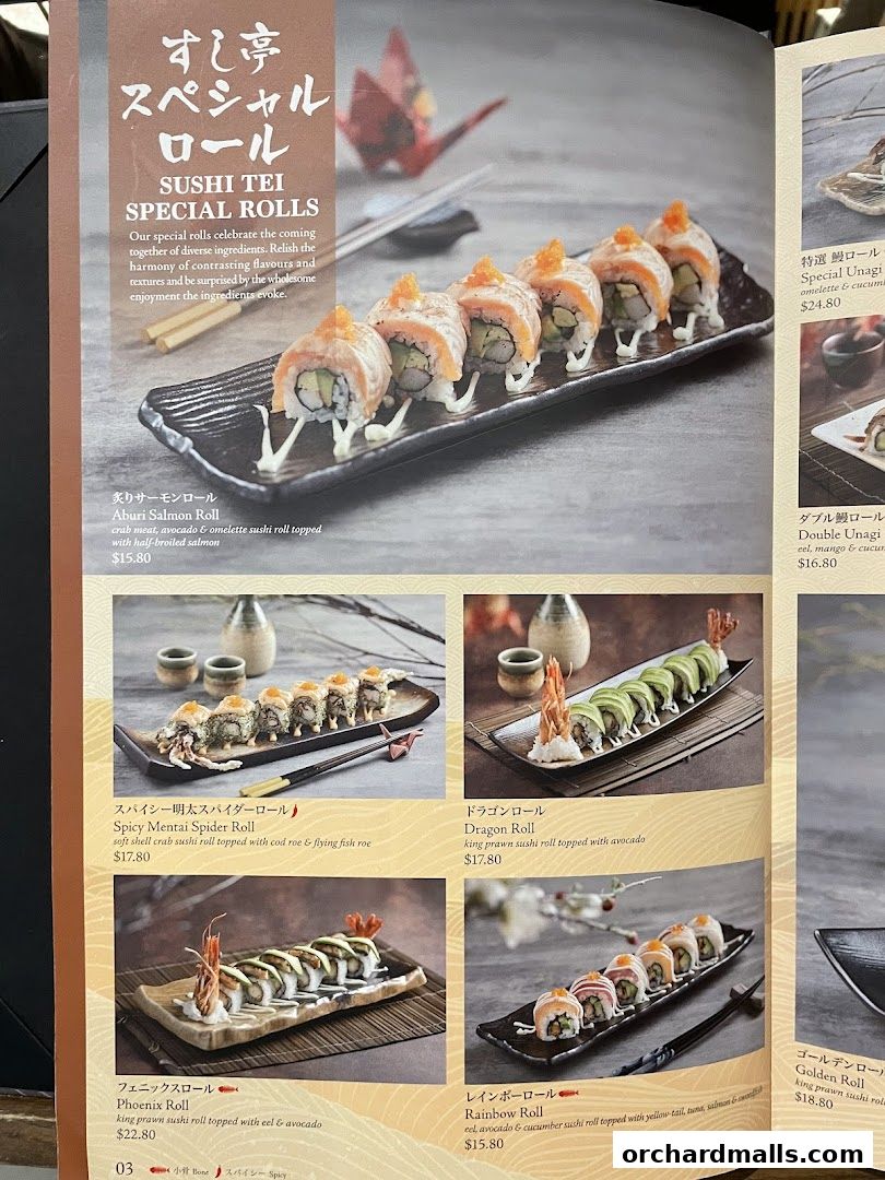 Menu page for SUSHI TEI