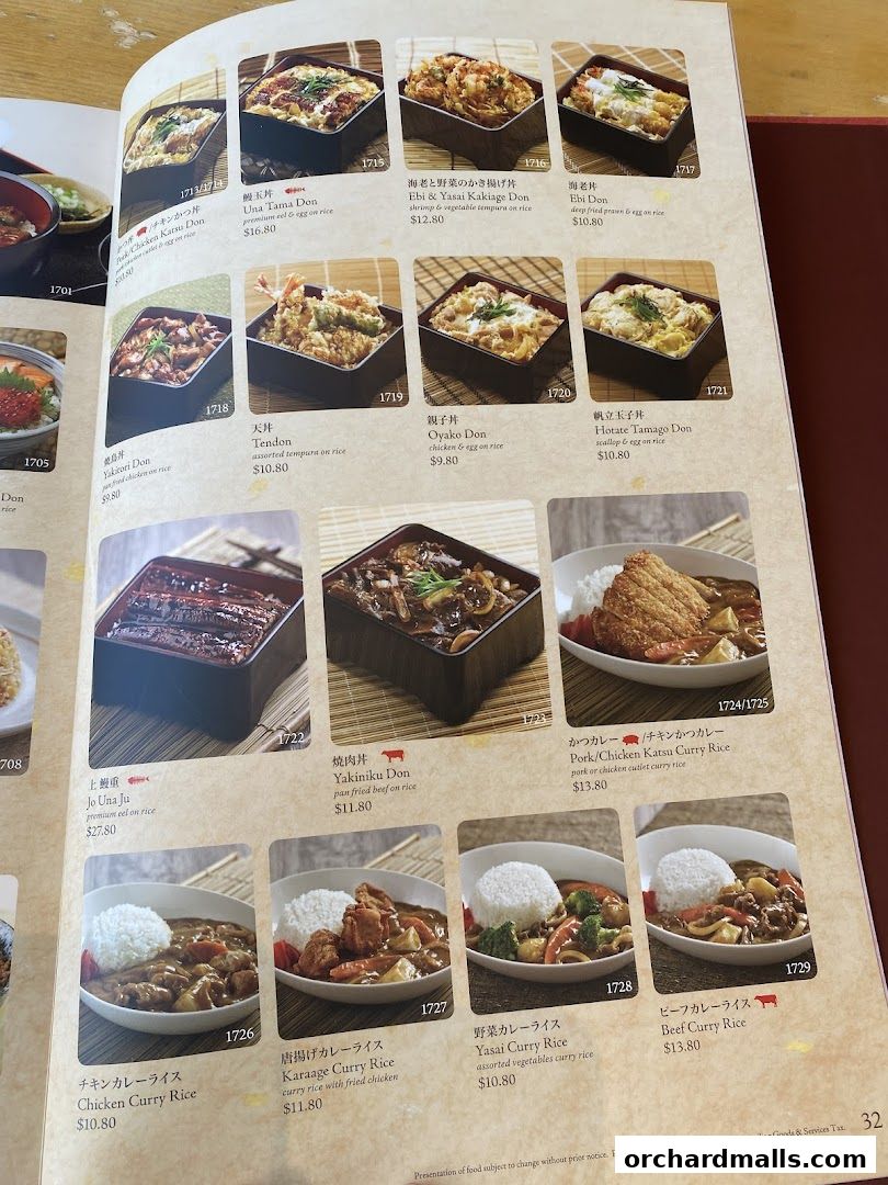 Menu page for SUSHI TEI