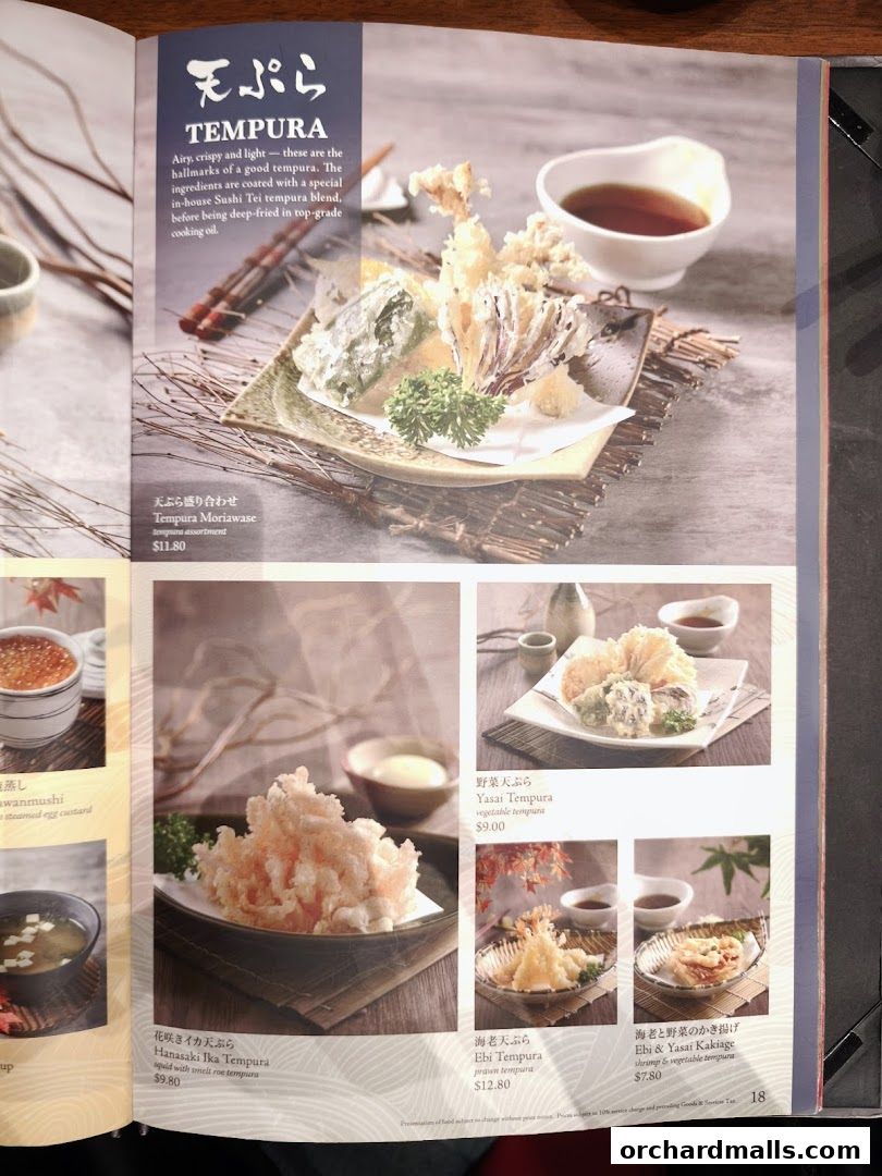 Menu page for SUSHI TEI