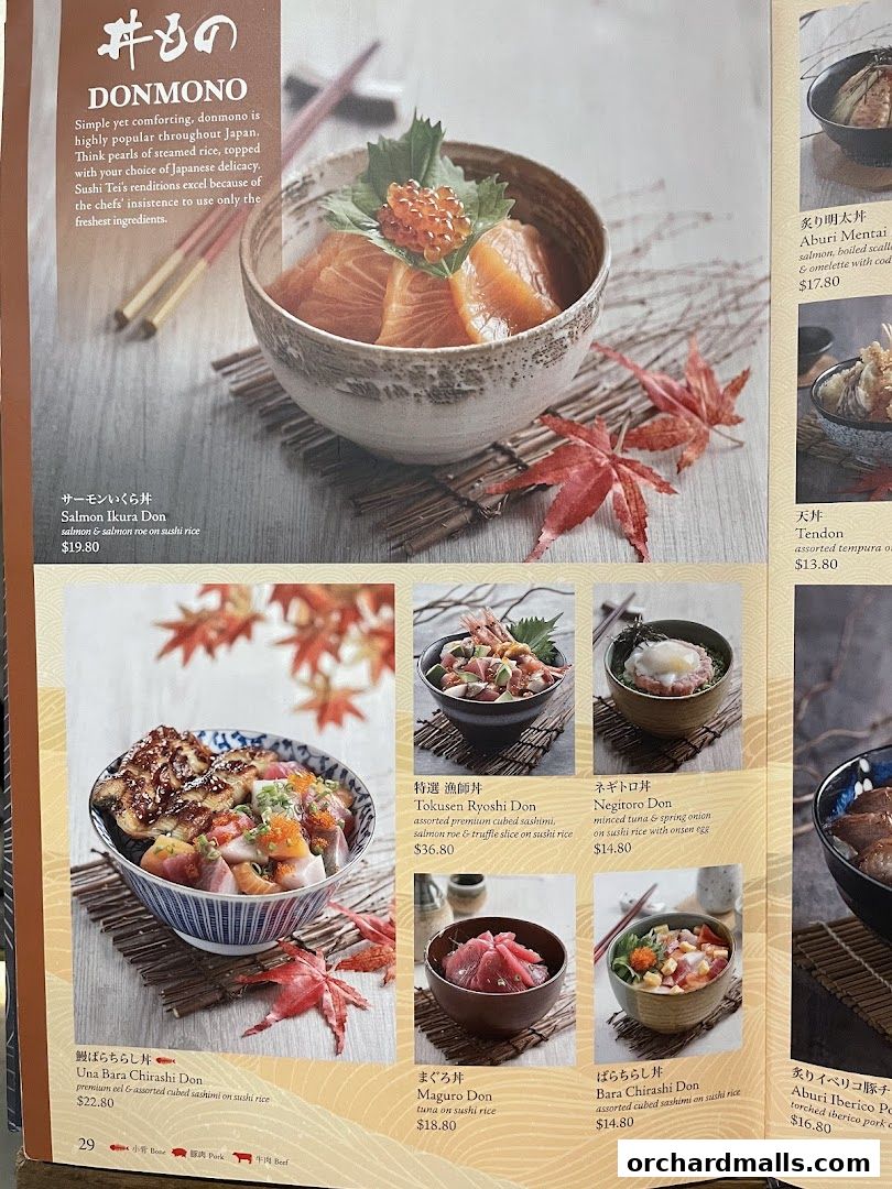 Menu page for SUSHI TEI