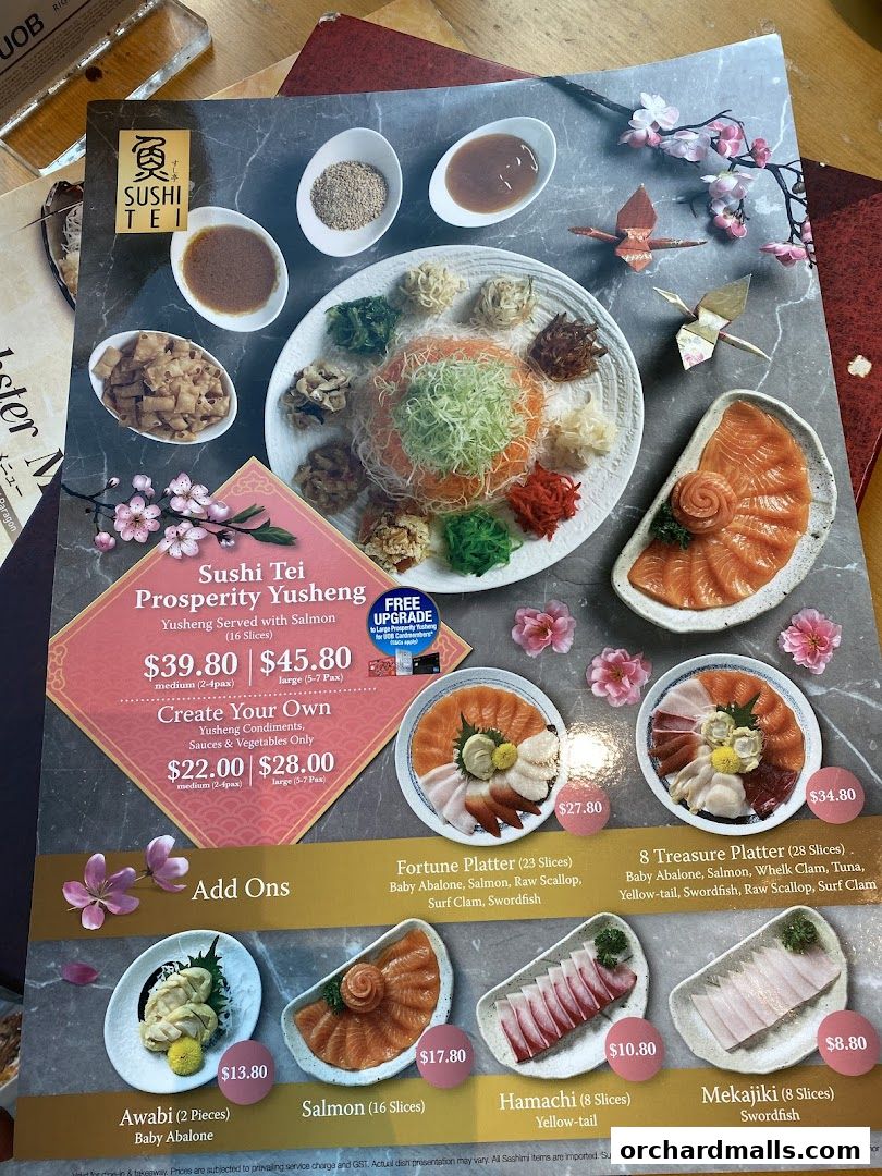 Menu page for SUSHI TEI