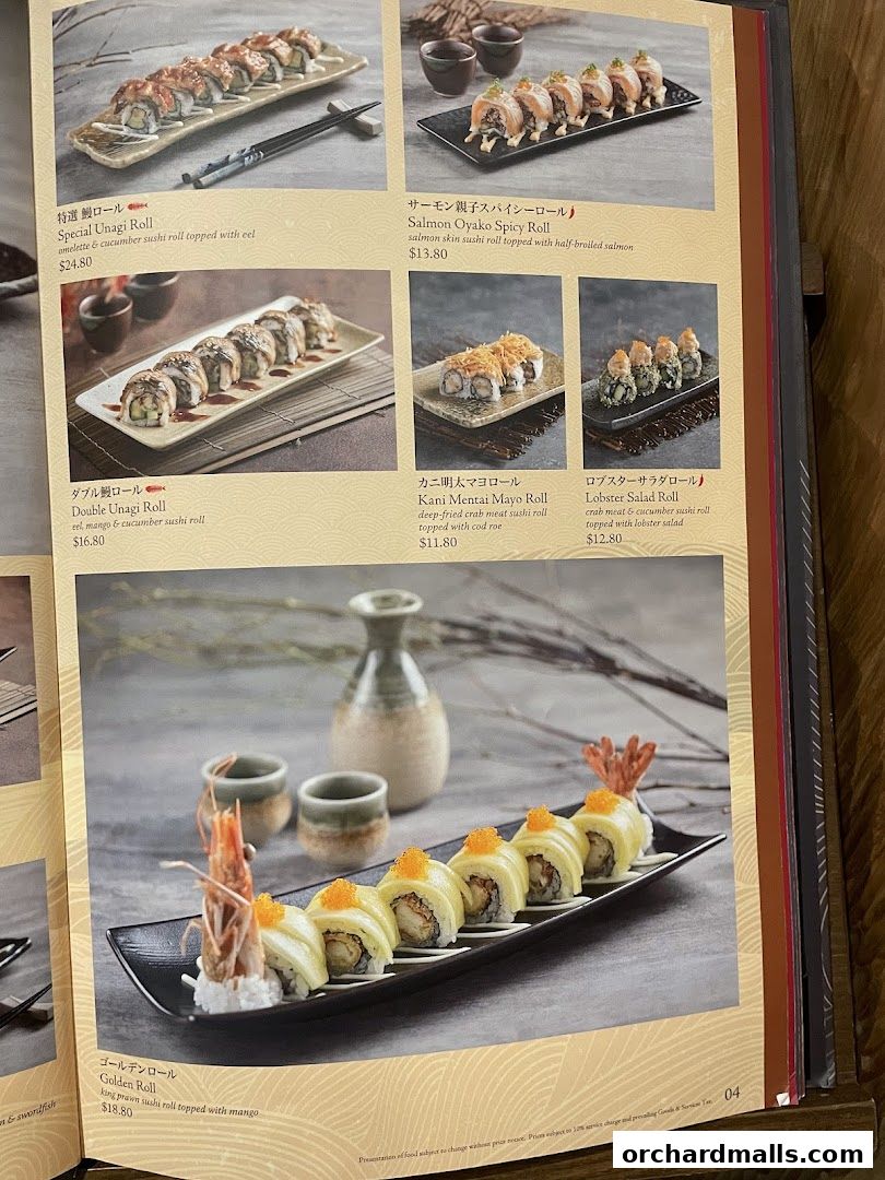 Menu page for SUSHI TEI