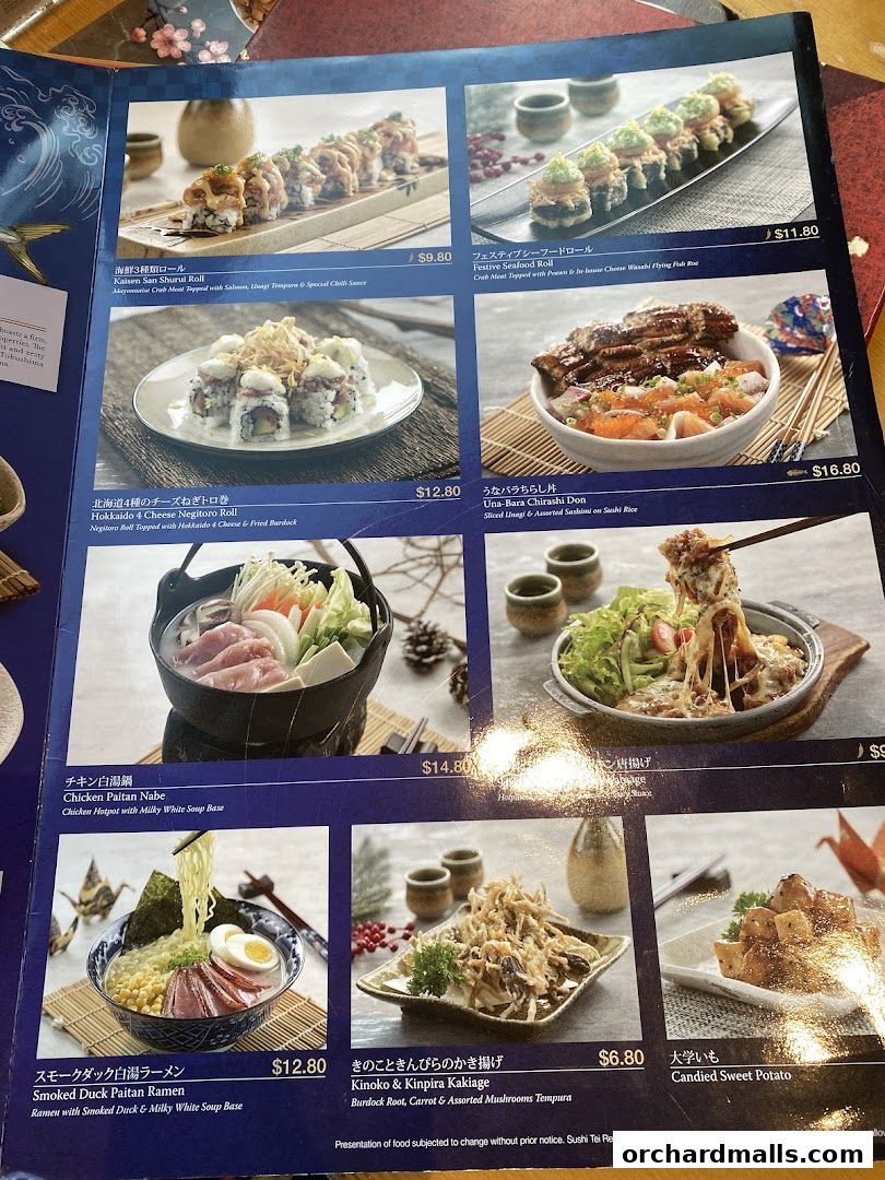 Menu page for SUSHI TEI