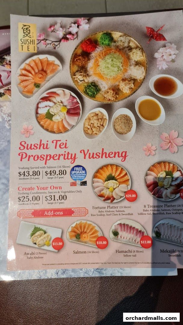 Menu page for SUSHI TEI