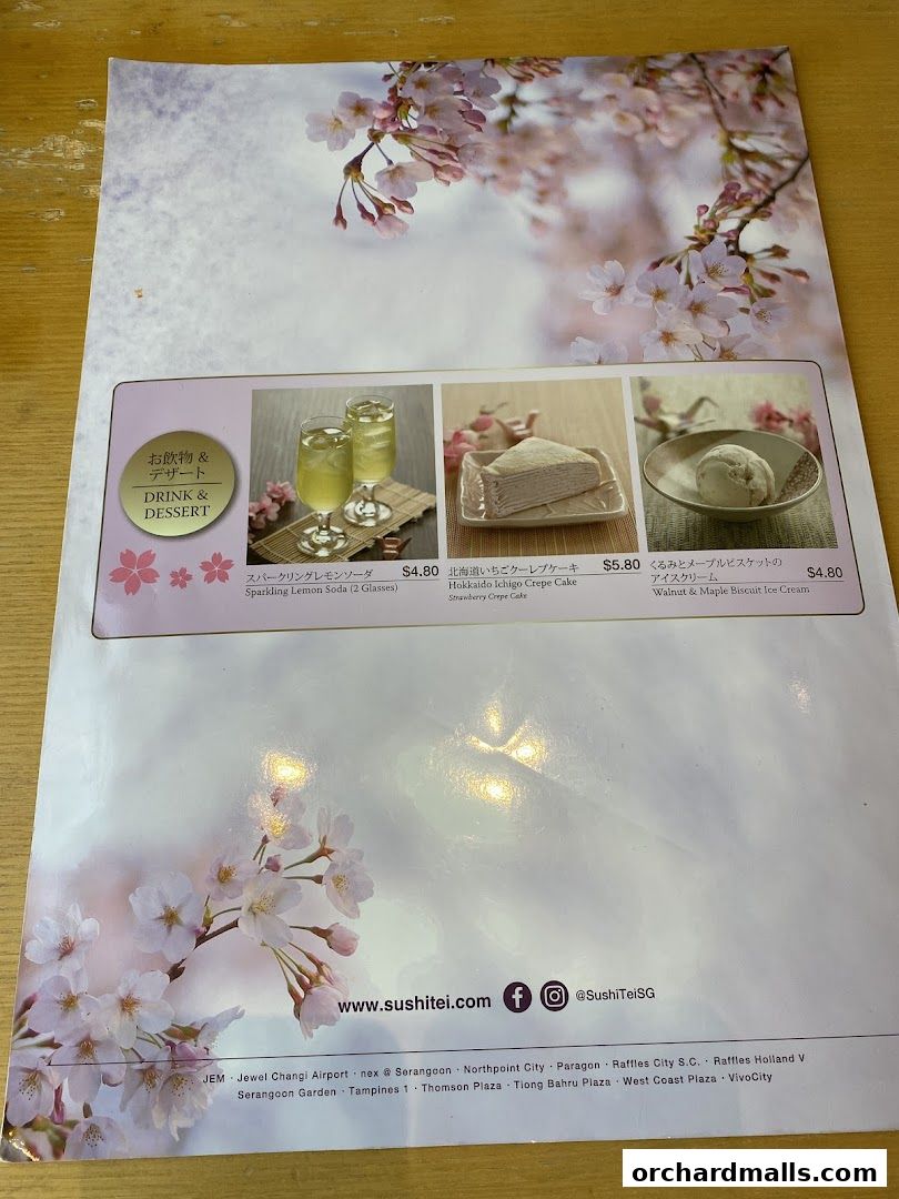 Menu page for SUSHI TEI