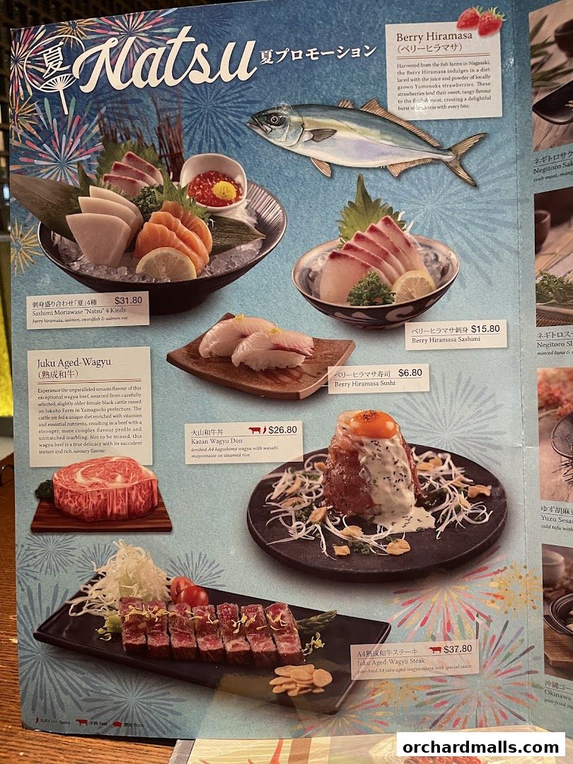 Menu page for SUSHI TEI