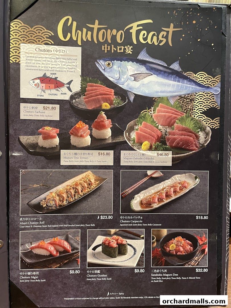 Menu page for SUSHI TEI