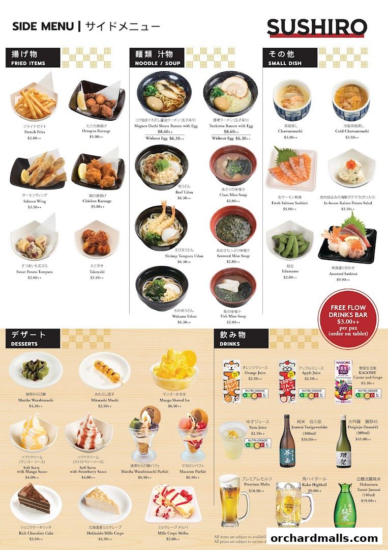Menu page for Sushiro Taste Orchard