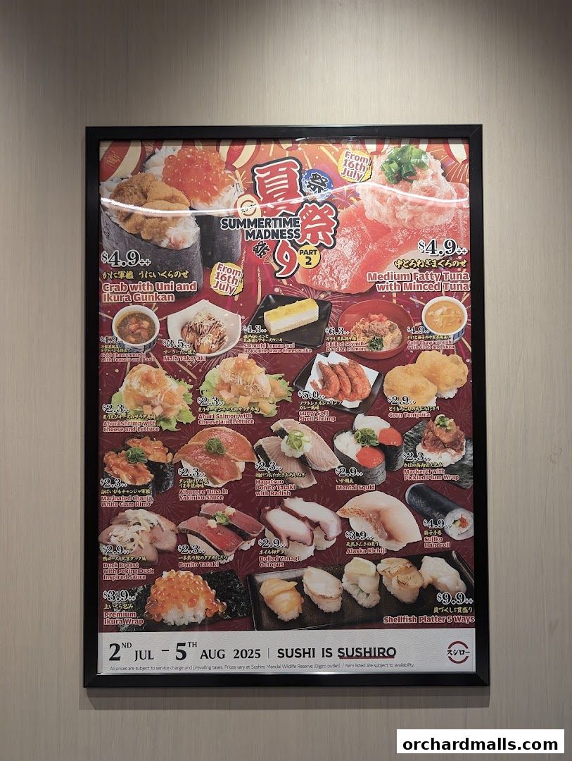 Menu page for Sushiro Wisma Atria