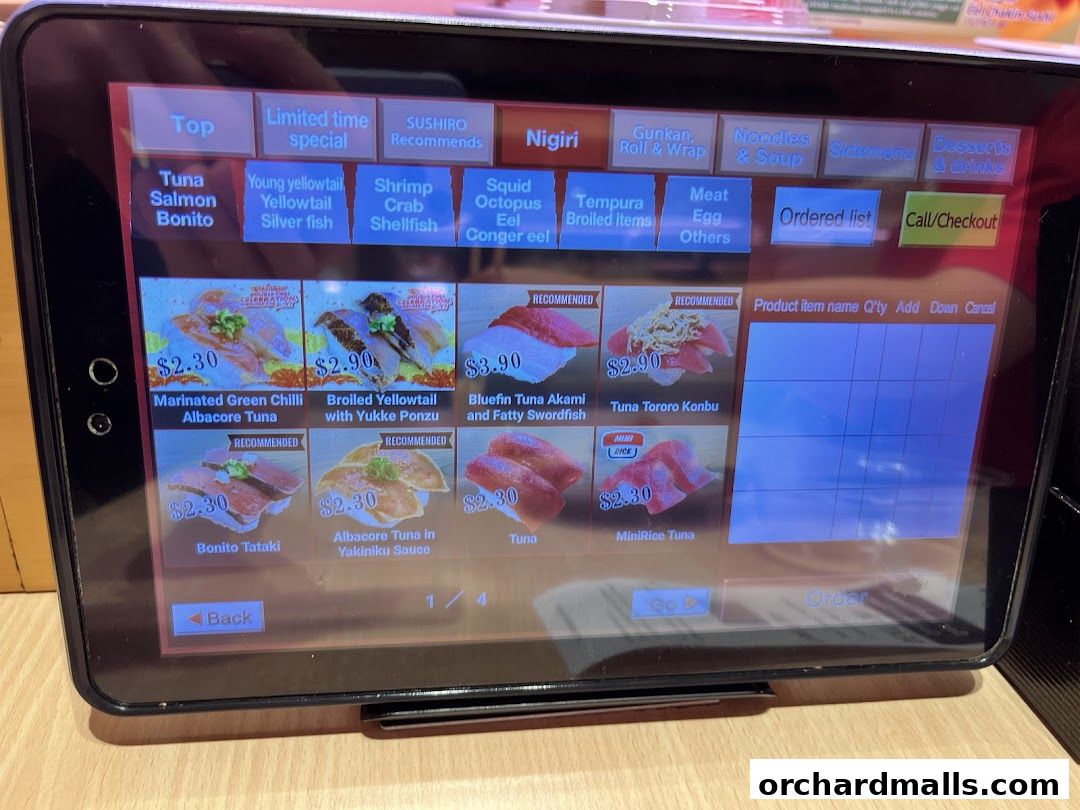 Menu page for Sushiro Wisma Atria