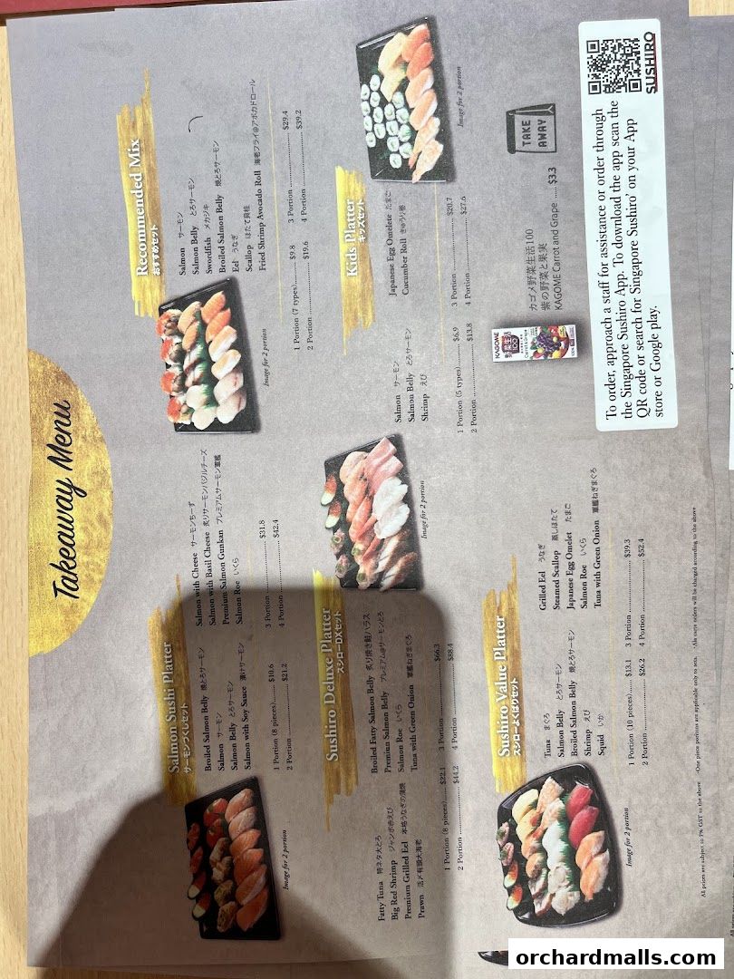 Menu page for Sushiro Wisma Atria