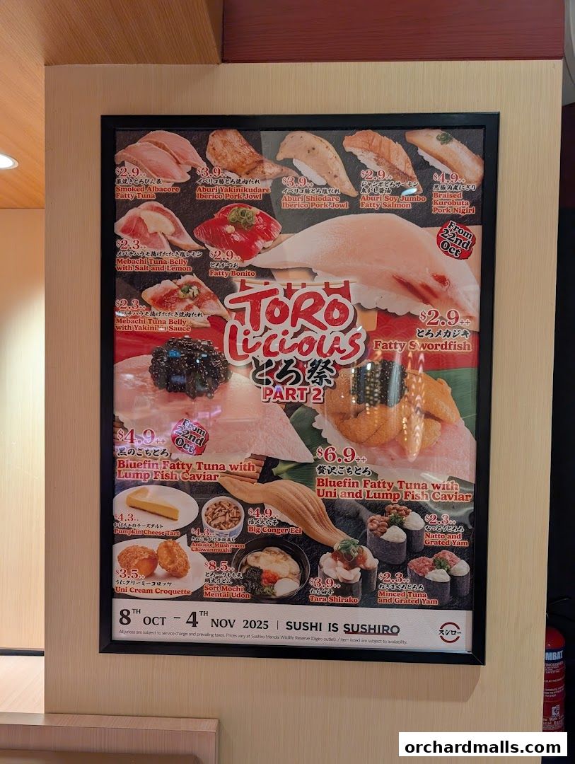 Menu page for Sushiro Wisma Atria