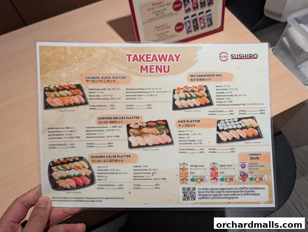Menu page for Sushiro Wisma Atria