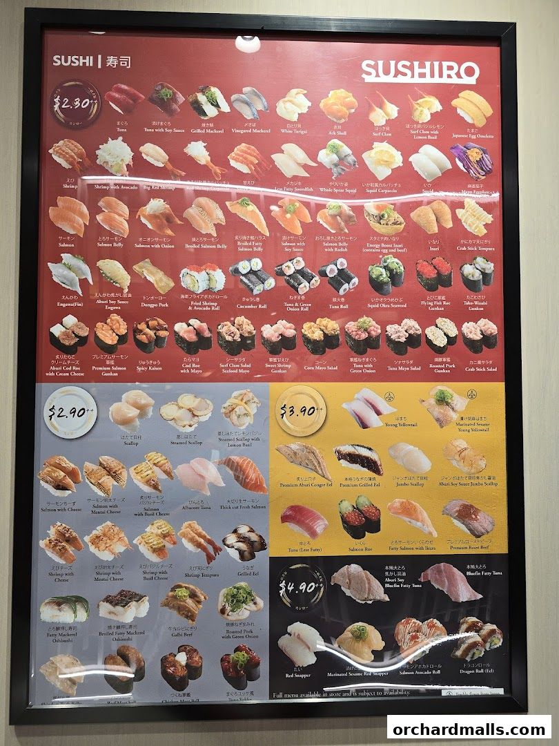 Menu page for Sushiro Wisma Atria