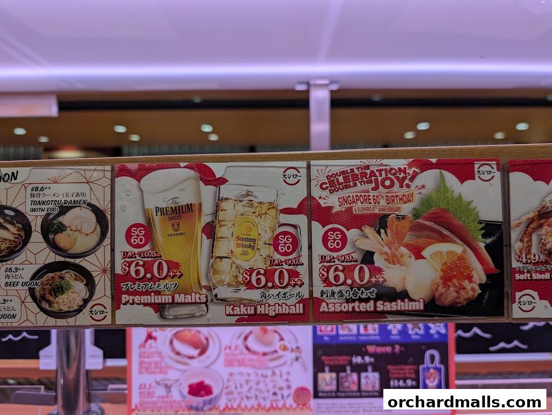 Menu page for Sushiro Wisma Atria