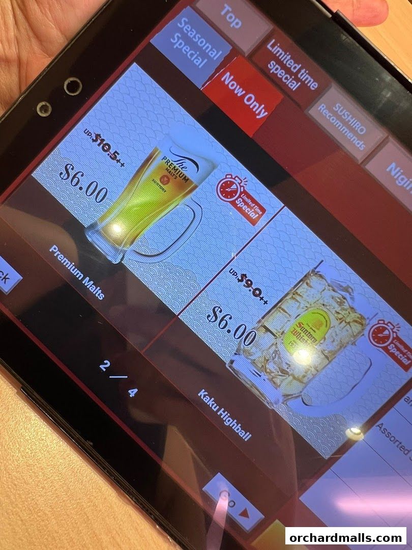 Menu page for Sushiro Wisma Atria