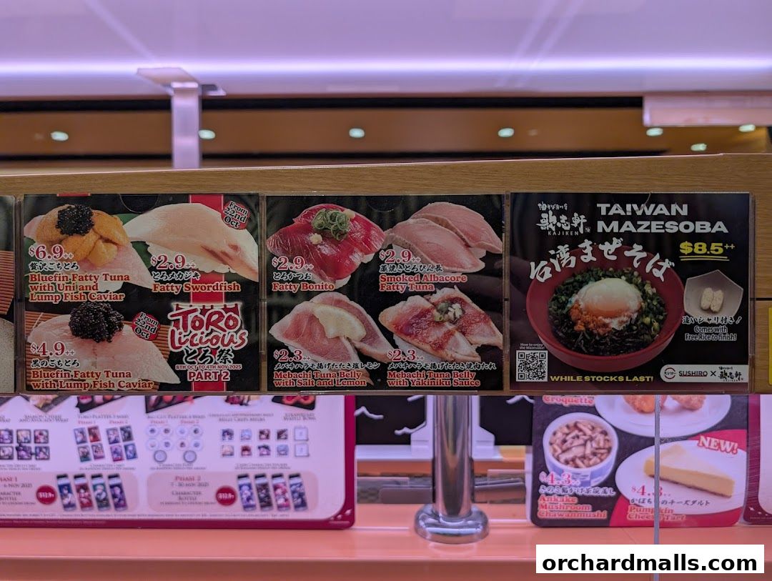 Menu page for Sushiro Wisma Atria