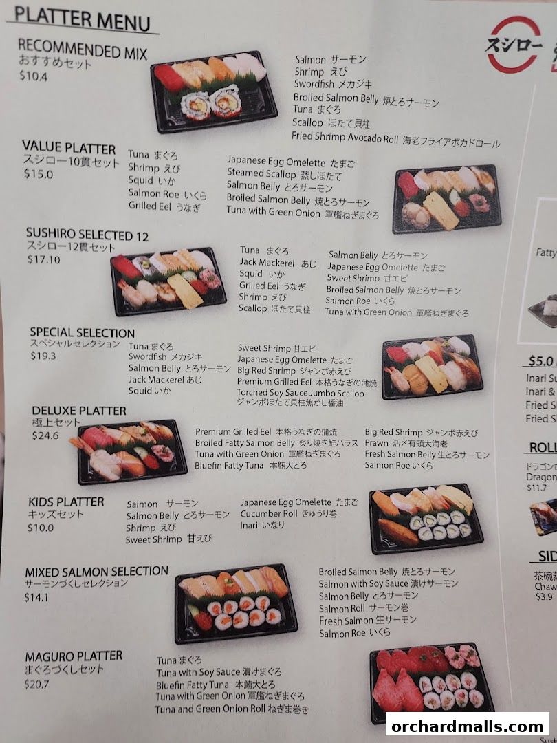Menu page for Sushiro Wisma Atria