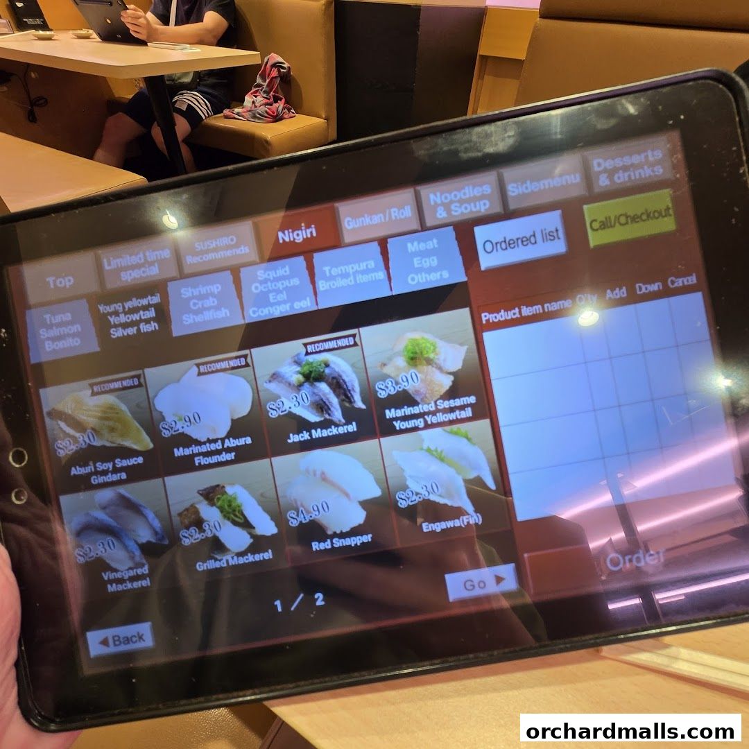 Menu page for Sushiro Wisma Atria