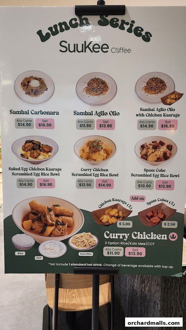 Menu page for SuuKee Coffee Scotts Square