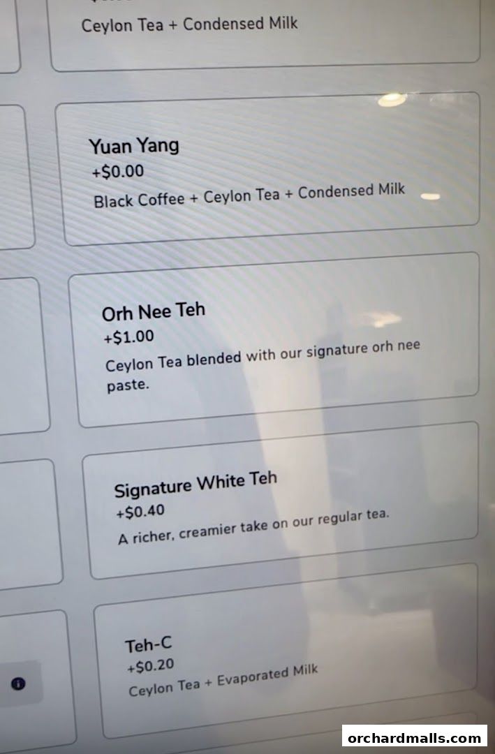 Menu page for SuuKee Coffee Scotts Square