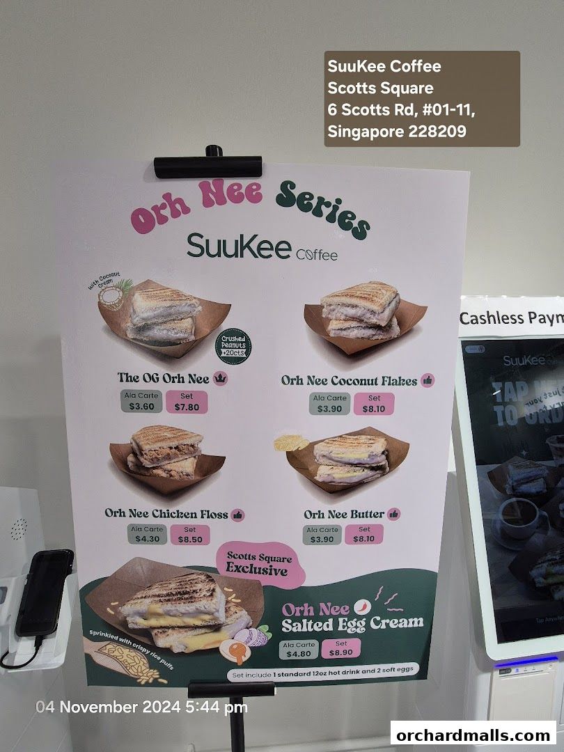 Menu page for SuuKee Coffee Scotts Square