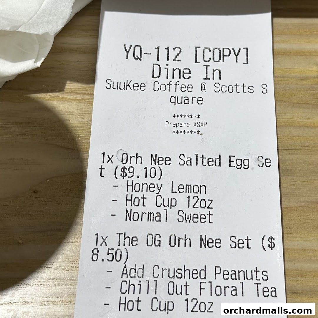 Menu page for SuuKee Coffee Scotts Square